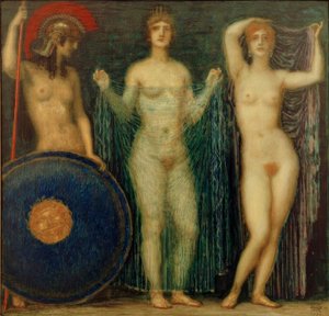 Las tres diosas Atenea, Hera y Afrodita de Franz von Stuck